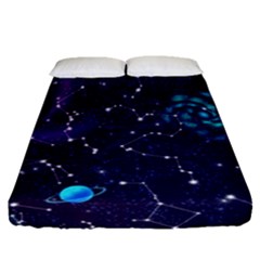 Realistic Night Sky With Constellations Fitted Sheet (Queen Size)