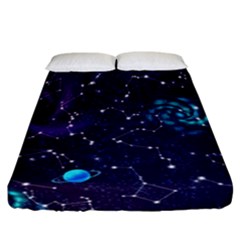 Realistic Night Sky With Constellations Fitted Sheet (California King Size)