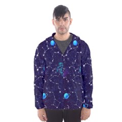 Realistic Night Sky With Constellations Men s Hooded Windbreaker