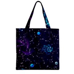 Realistic Night Sky With Constellations Zipper Grocery Tote Bag