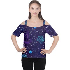 Realistic Night Sky With Constellations Cutout Shoulder T-Shirt