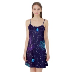 Realistic Night Sky With Constellations Satin Night Slip