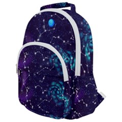 Realistic Night Sky With Constellations Rounded Multi Pocket Backpack