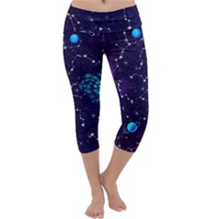 Realistic Night Sky With Constellations Capri Yoga Leggings