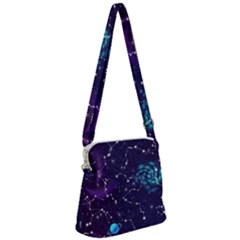 Realistic Night Sky With Constellations Zipper Messenger Bag