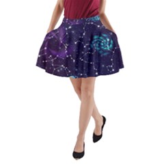 Realistic Night Sky With Constellations A-Line Pocket Skirt