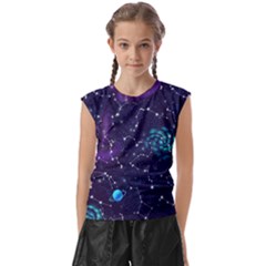 Realistic Night Sky With Constellations Kids  Raglan Cap Sleeve T-Shirt