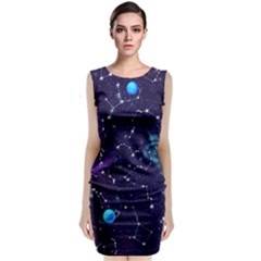 Realistic Night Sky With Constellations Classic Sleeveless Midi Dress