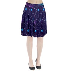 Realistic Night Sky With Constellations Pleated Skirt
