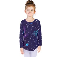 Realistic Night Sky With Constellations Kids  Long Sleeve T-Shirt