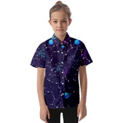 Realistic Night Sky With Constellations Kids  Short Sleeve Shirt