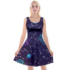 Realistic Night Sky With Constellations Reversible Velvet Sleeveless Dress