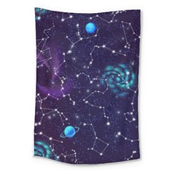 Realistic Night Sky With Constellations Large Tapestry