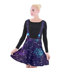 Realistic Night Sky With Constellations Suspender Skater Skirt