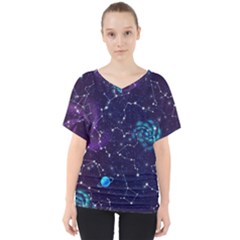 Realistic Night Sky With Constellations V-Neck Dolman Drape Top