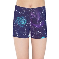 Realistic Night Sky With Constellations Kids  Sports Shorts