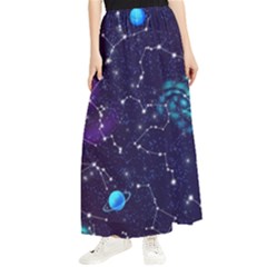 Realistic Night Sky With Constellations Maxi Chiffon Skirt