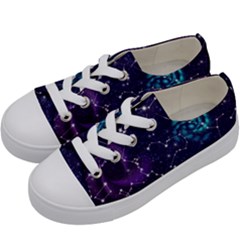 Realistic Night Sky With Constellations Kids  Low Top Canvas Sneakers