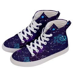 Realistic Night Sky With Constellations Women s Hi-Top Skate Sneakers