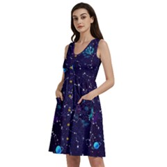 Realistic Night Sky With Constellations Sleeveless Dress With Pocket