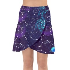 Realistic Night Sky With Constellations Wrap Front Skirt
