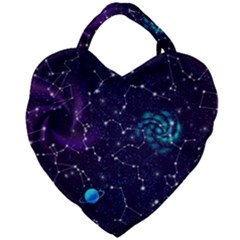 Realistic Night Sky With Constellations Giant Heart Shaped Tote