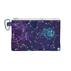 Realistic Night Sky With Constellations Canvas Cosmetic Bag (Medium)