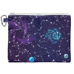 Realistic Night Sky With Constellations Canvas Cosmetic Bag (XXL)