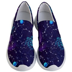 Realistic Night Sky With Constellations Women s Lightweight Slip Ons