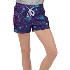 Realistic Night Sky With Constellations Women s Velour Lounge Shorts