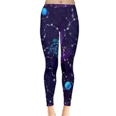 Realistic Night Sky With Constellations Inside Out Leggings
