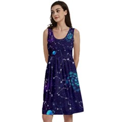 Realistic Night Sky With Constellations Classic Skater Dress
