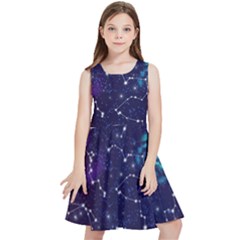Realistic Night Sky With Constellations Kids  Skater Dress