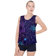 Realistic Night Sky With Constellations Bubble Hem Chiffon Tank Top