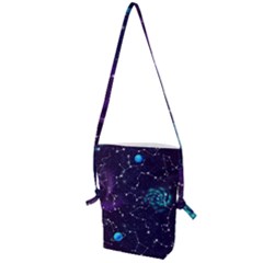 Realistic Night Sky With Constellations Folding Shoulder Bag by Cemarart