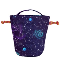 Realistic Night Sky With Constellations Drawstring Bucket Bag