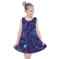 Realistic Night Sky With Constellations Kids  Summer Dress