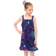 Realistic Night Sky With Constellations Kids  Overall Dress