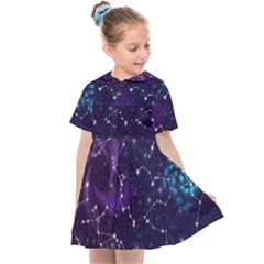 Realistic Night Sky With Constellations Kids  Sailor Dress
