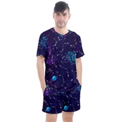Realistic Night Sky With Constellations Men s Mesh T-Shirt and Shorts Set