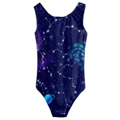 Realistic Night Sky With Constellations Kids  Cut-Out Back One Piece Swimsuit