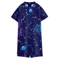 Realistic Night Sky With Constellations Kids  Boyleg Half Suit Swimwear