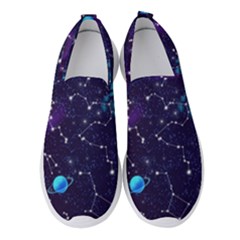 Realistic Night Sky With Constellations Women s Slip On Sneakers