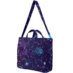 Realistic Night Sky With Constellations Square Shoulder Tote Bag