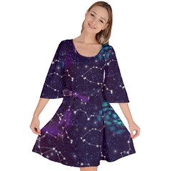 Realistic Night Sky With Constellations Velour Kimono Dress by Cemarart