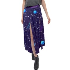 Realistic Night Sky With Constellations Velour Split Maxi Skirt