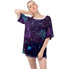 Realistic Night Sky With Constellations Oversized Chiffon Top