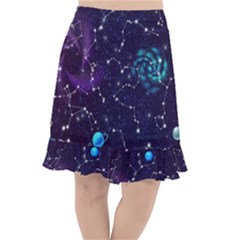 Realistic Night Sky With Constellations Fishtail Chiffon Skirt