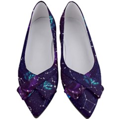 Realistic Night Sky With Constellations Women s Bow Heels