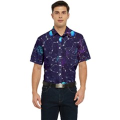 Realistic Night Sky With Constellations Men s Short Sleeve Pocket Shirt 